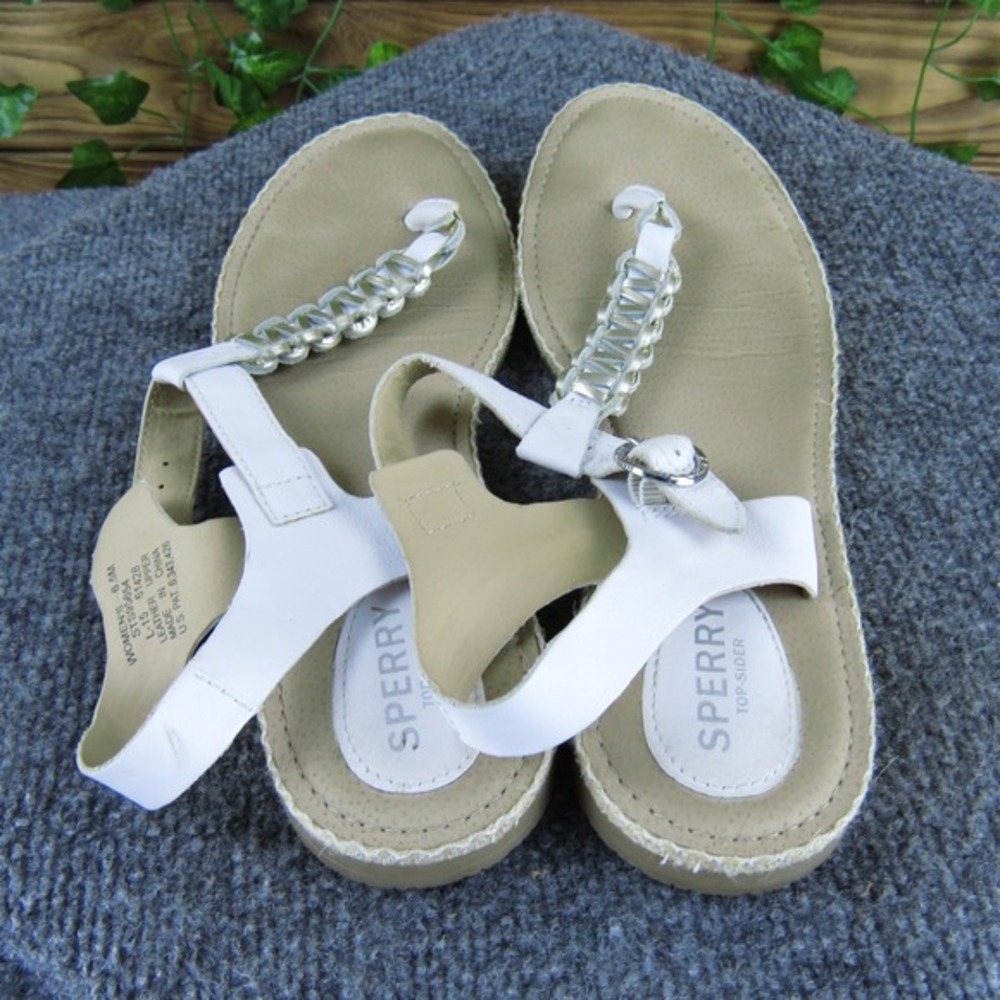 Sperry Women Ankle Strap White Leather Sz 8.5 Medium Gently Used 2025 - Picture 4 of 6
